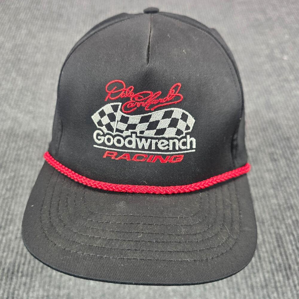 Vintage Dale Earnhard Hat Cap Snap Back One Size Black NASCAR Goodwrench Racing